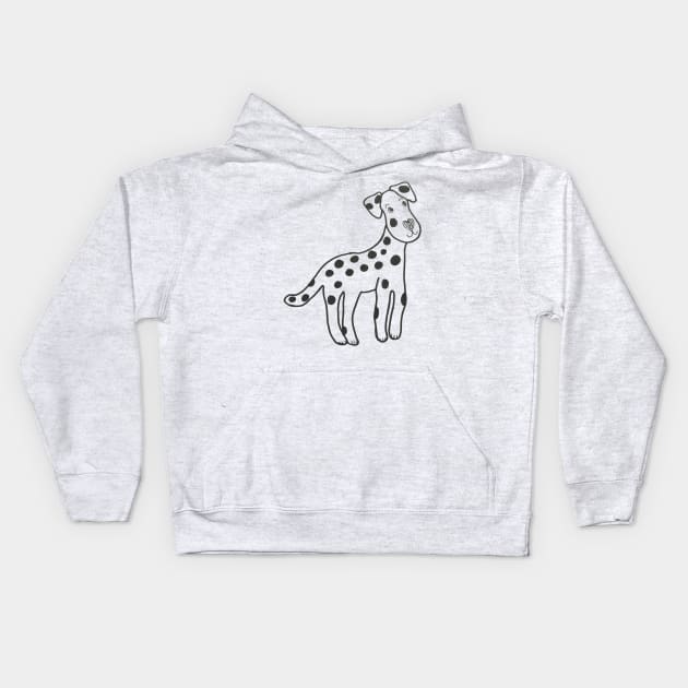 Dalmation dog with heart nose Kids Hoodie by Puddle Lane Art